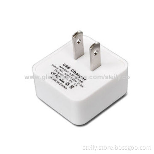 Square Ultra-thin Home/Travel Charger for iPhone 5C/5S/5, with 5V/1A Output, CE and RoHS-certifiedNew